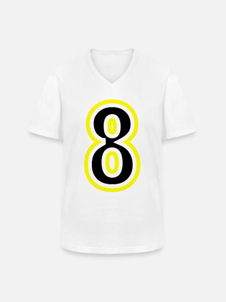8 Number College - Men's V-Neck T-Shirt - white