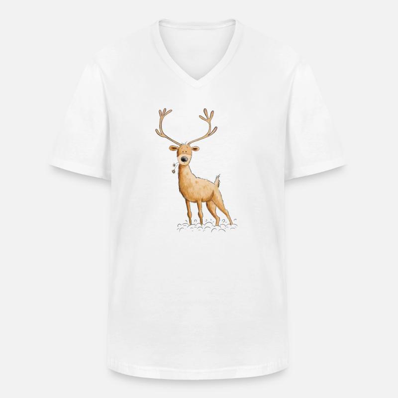 Hirsch Reh Jagd Jäger Geschenk - Männer-T-Shirt mit V-Ausschnitt - Weiß
