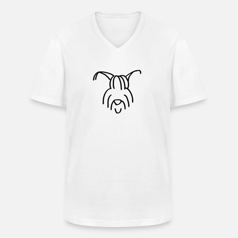 Hund Briard - Männer-T-Shirt mit V-Ausschnitt - Weiß