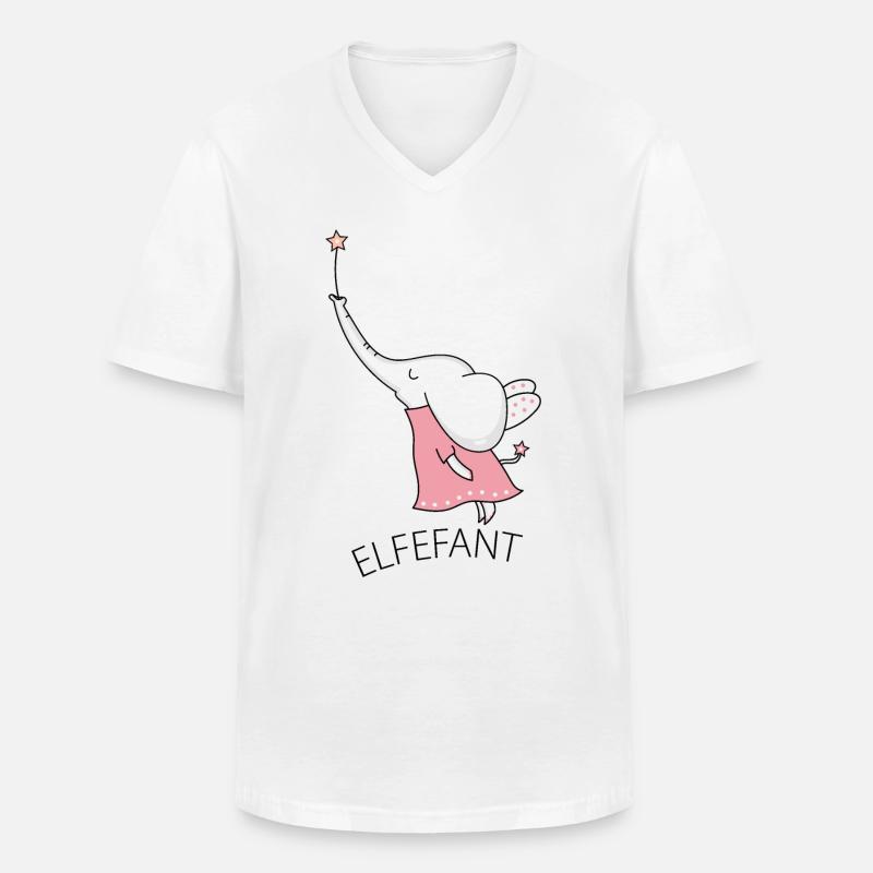 Elfe und Elefant - Männer-T-Shirt mit V-Ausschnitt - Weiß