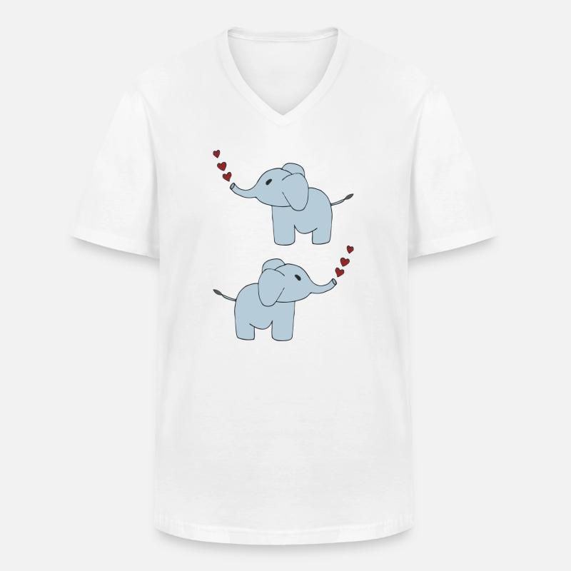 elefanten doppelt - Männer-T-Shirt mit V-Ausschnitt - Weiß
