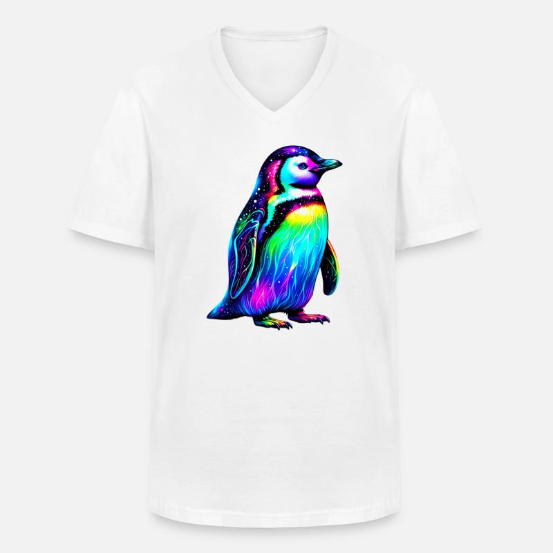 Pinguin - Männer-T-Shirt mit V-Ausschnitt - Weiß