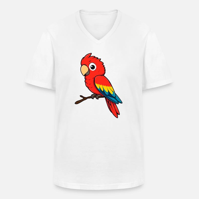 Papagei Roter Ara - Männer-T-Shirt mit V-Ausschnitt - Weiß