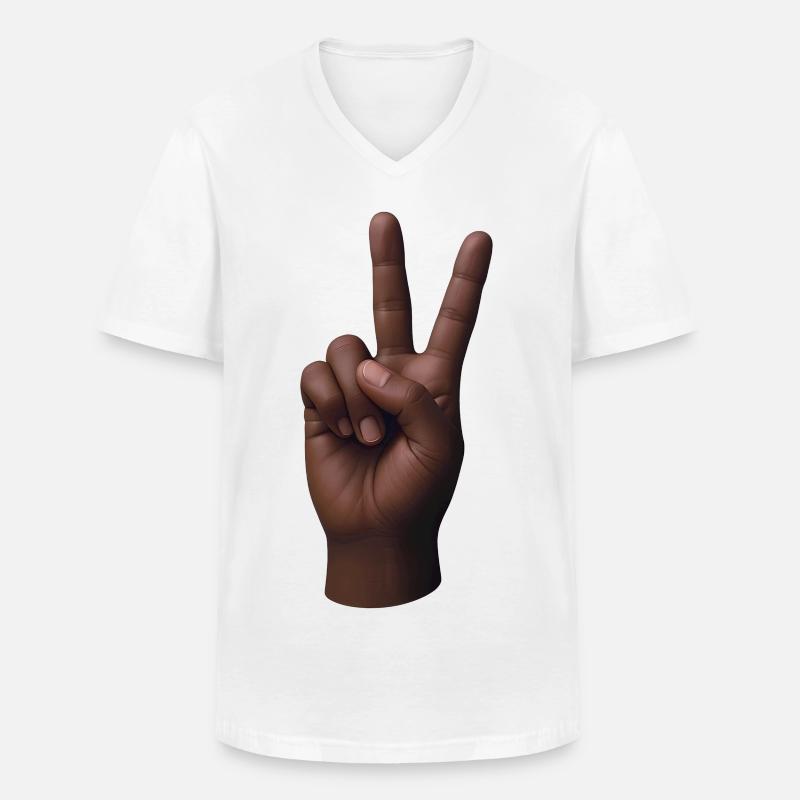 PEACE HAND #3 – Frieden & Liebe - Männer-T-Shirt mit V-Ausschnitt - Weiß
