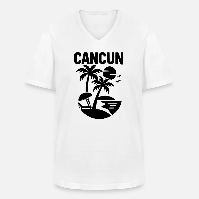 cancun silhouette - Männer-T-Shirt mit V-Ausschnitt - Weiß