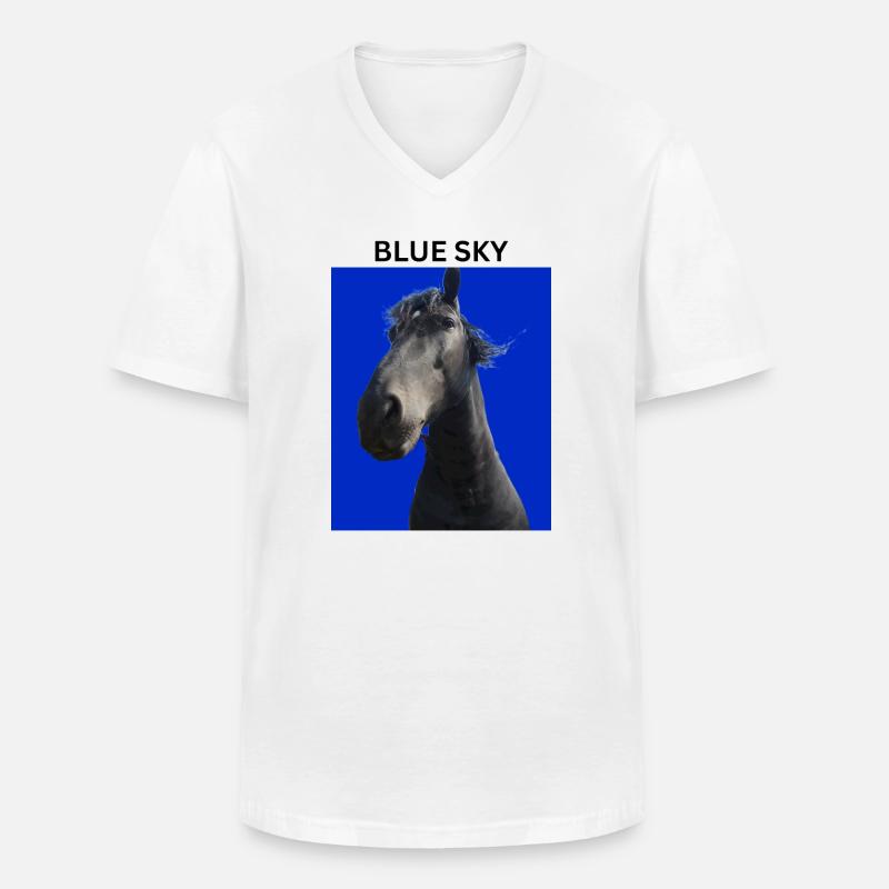 Blauer Himmel und Pferd - Männer-T-Shirt mit V-Ausschnitt - Weiß