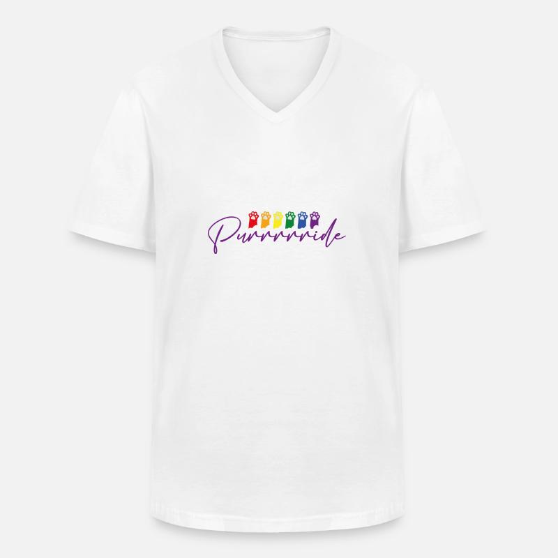 Katze Pride - Männer-T-Shirt mit V-Ausschnitt - Weiß