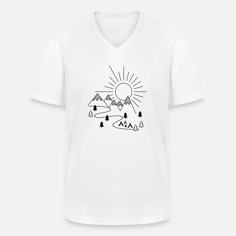 Camping - Männer-T-Shirt mit V-Ausschnitt - Weiß