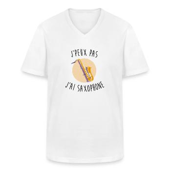 Ich kann kein Saxophon haben - Männer-T-Shirt mit V-Ausschnitt - Weiß - Vorne - AI Model Male 185 light (185cm)
