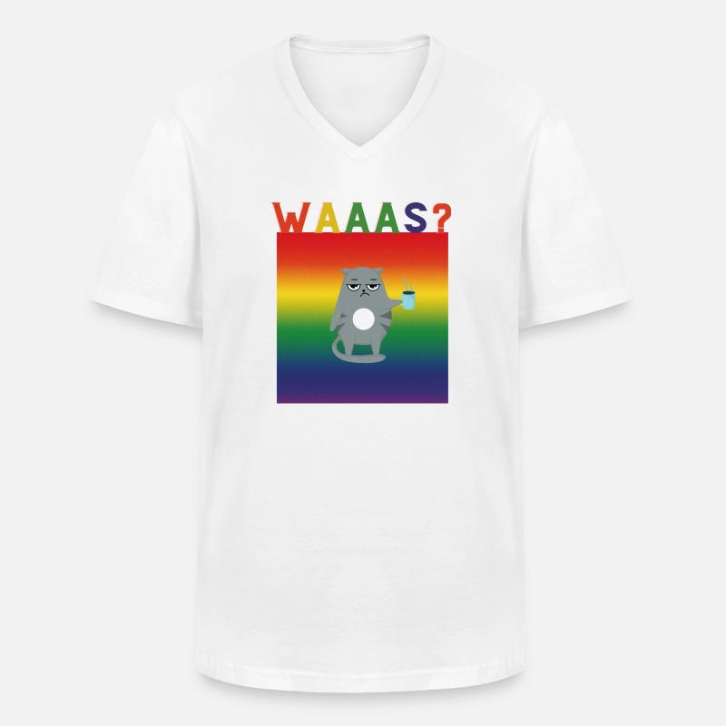 Waaas - Männer-T-Shirt mit V-Ausschnitt - Weiß