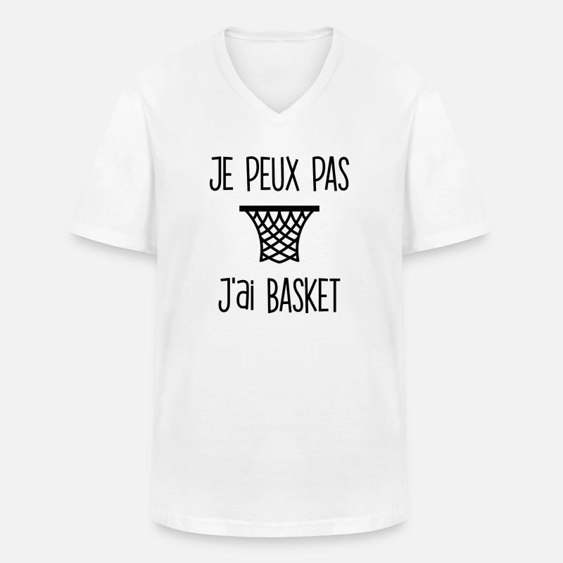 Tee Basket Spaß 🏀 - Männer-T-Shirt mit V-Ausschnitt - Weiß