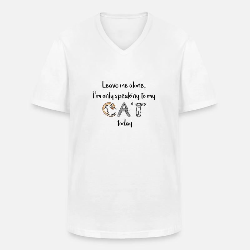 Katze - Männer-T-Shirt mit V-Ausschnitt - Weiß