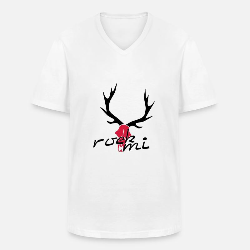 rock mi - Männer-T-Shirt mit V-Ausschnitt - Weiß