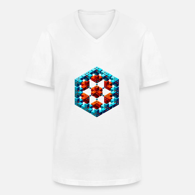 CUBE STAR 02 - Männer-T-Shirt mit V-Ausschnitt - Weiß