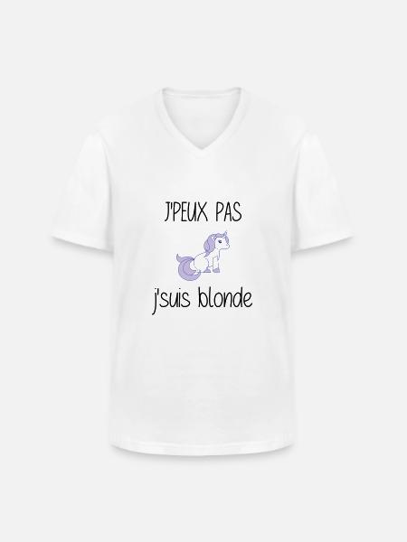 j'peux pas j'suis blonde - T-shirt col V Homme - blanc