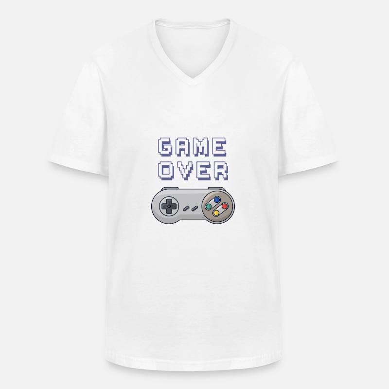 Game Over Retro-Gaming-Controller - Männer-T-Shirt mit V-Ausschnitt - Weiß
