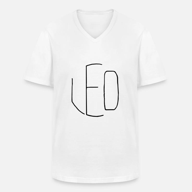 Leo - Männer-T-Shirt mit V-Ausschnitt - Weiß