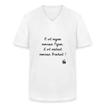 Il est mignon monsieur Pignon - Le Dîner de cons - T-shirt col V Homme - blanc - Devant - AI Model Male 185 light (185cm)