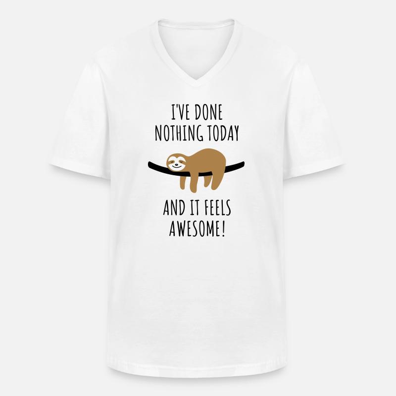 Faultier Spruch Nichts getan Geschenk - Männer-T-Shirt mit V-Ausschnitt - Weiß