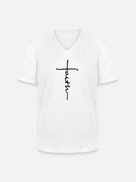Faith Cross / Glaube Kreuz - Men's V-Neck T-Shirt - white