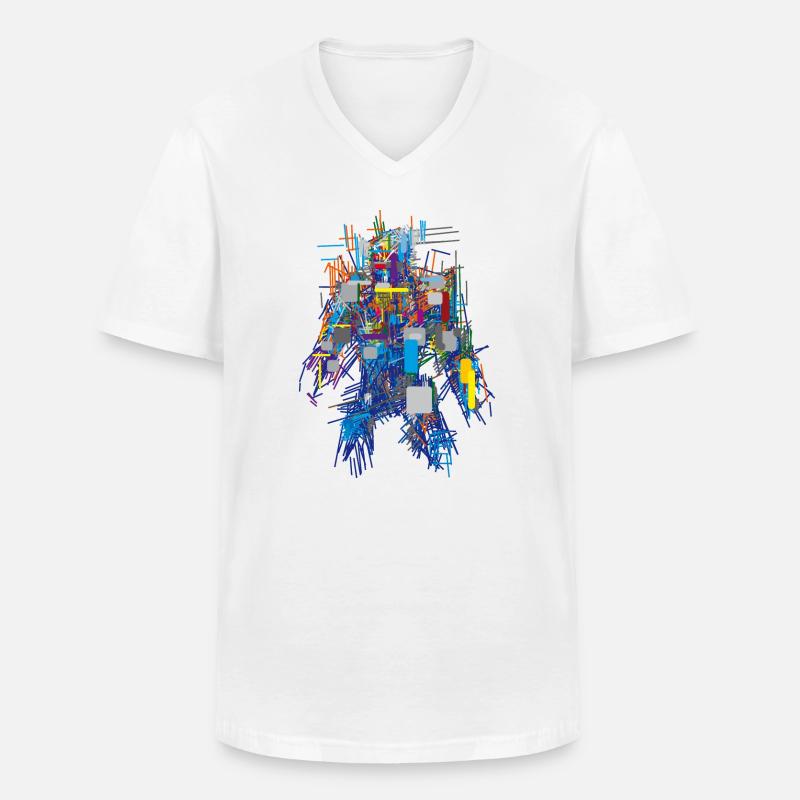 Cyber Android Abstrakt - Männer-T-Shirt mit V-Ausschnitt - Weiß
