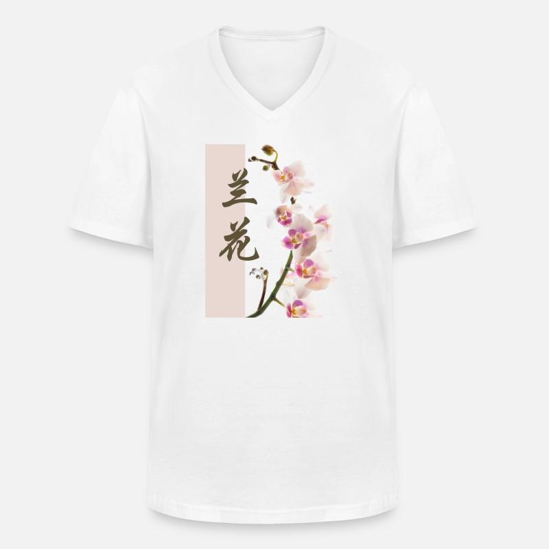 Orchidee - Männer-T-Shirt mit V-Ausschnitt - Weiß