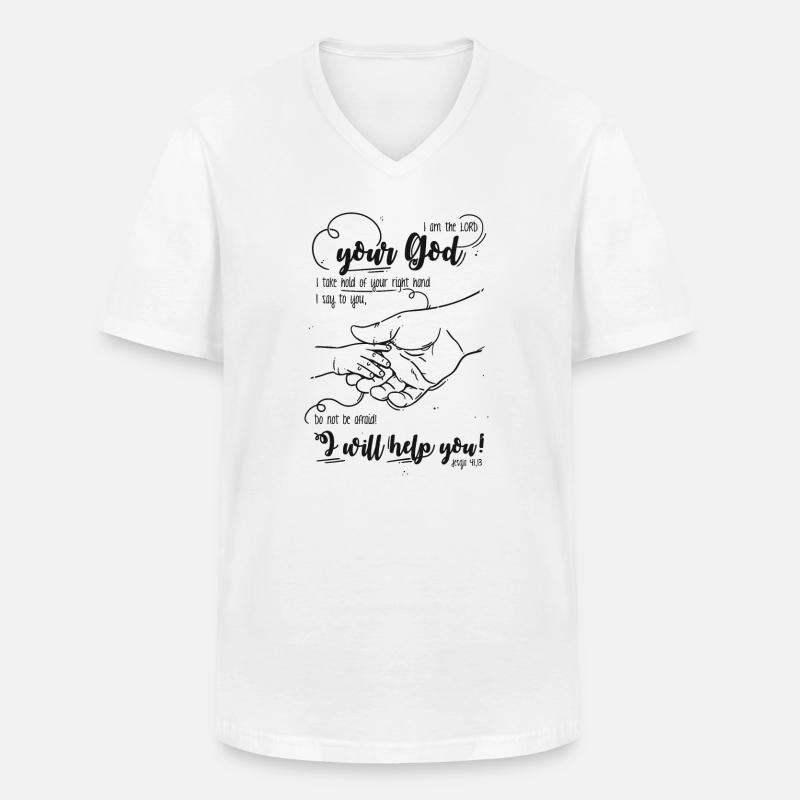 Jesaja Bibelvers Ich helfe dir - Männer-T-Shirt mit V-Ausschnitt - Weiß
