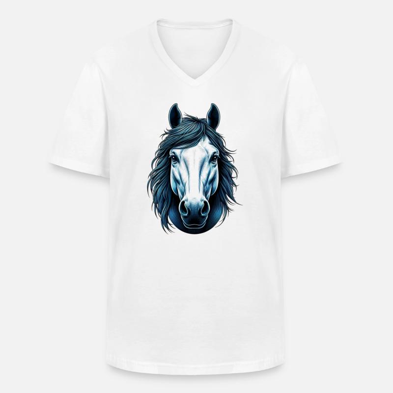 Pferd - Männer-T-Shirt mit V-Ausschnitt - Weiß