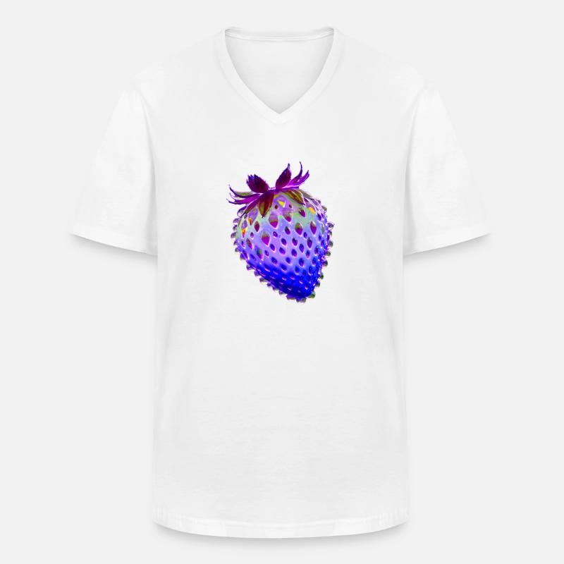 erdbeere.blaue erdbeere,wassertropfen,glas - Männer-T-Shirt mit V-Ausschnitt - Weiß