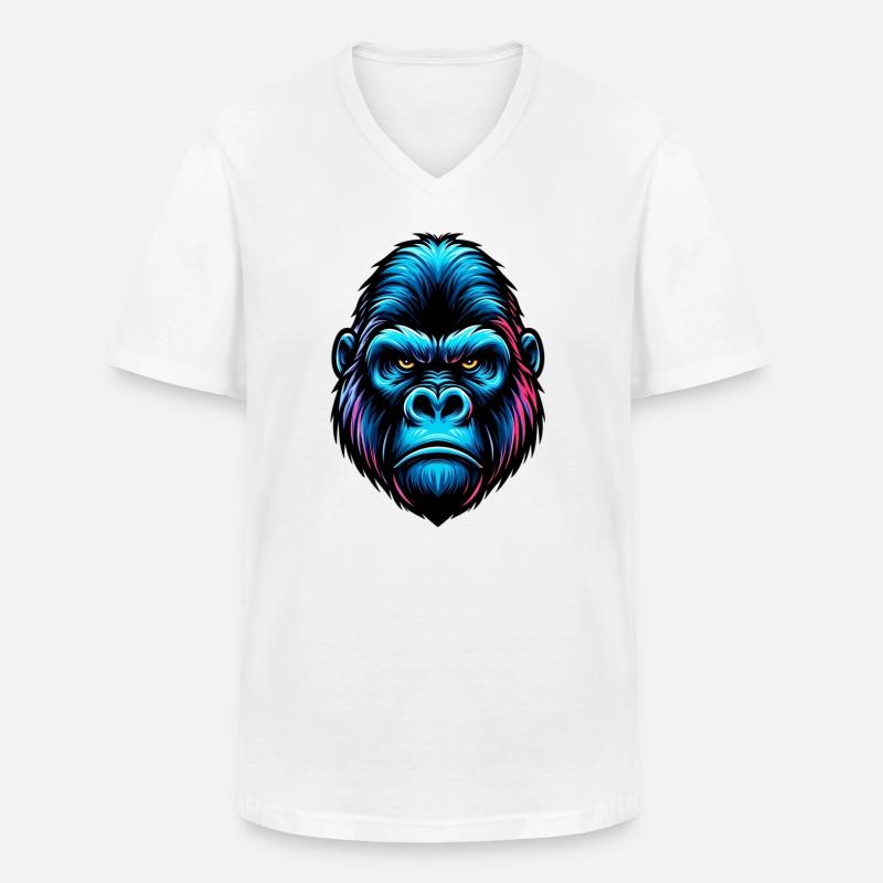 Gorilla - Männer-T-Shirt mit V-Ausschnitt - Weiß