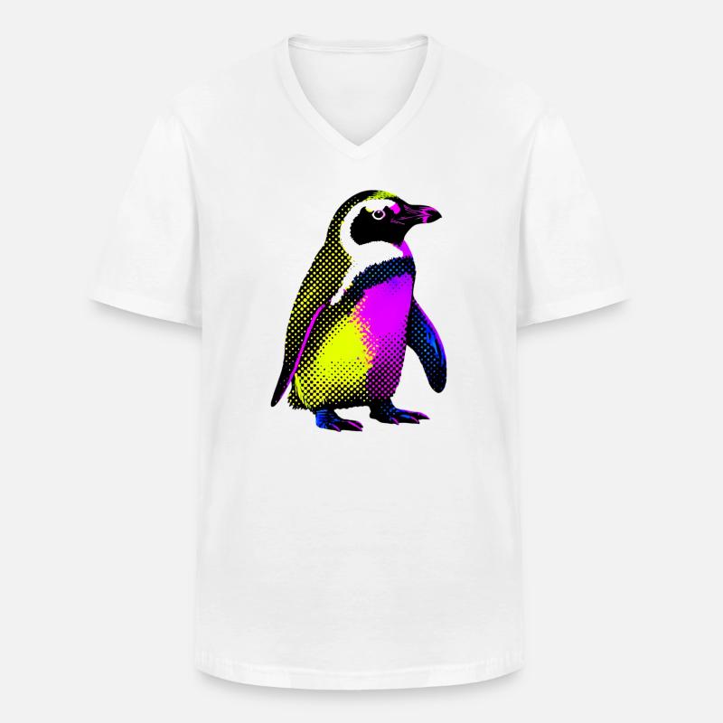 Pinguin - Männer-T-Shirt mit V-Ausschnitt - Weiß