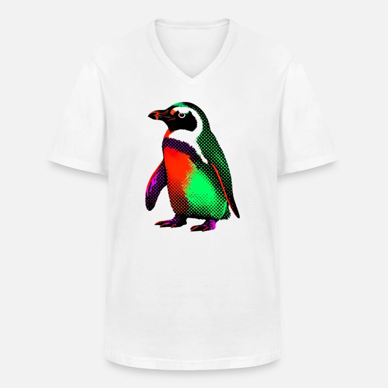Pinguin - Männer-T-Shirt mit V-Ausschnitt - Weiß