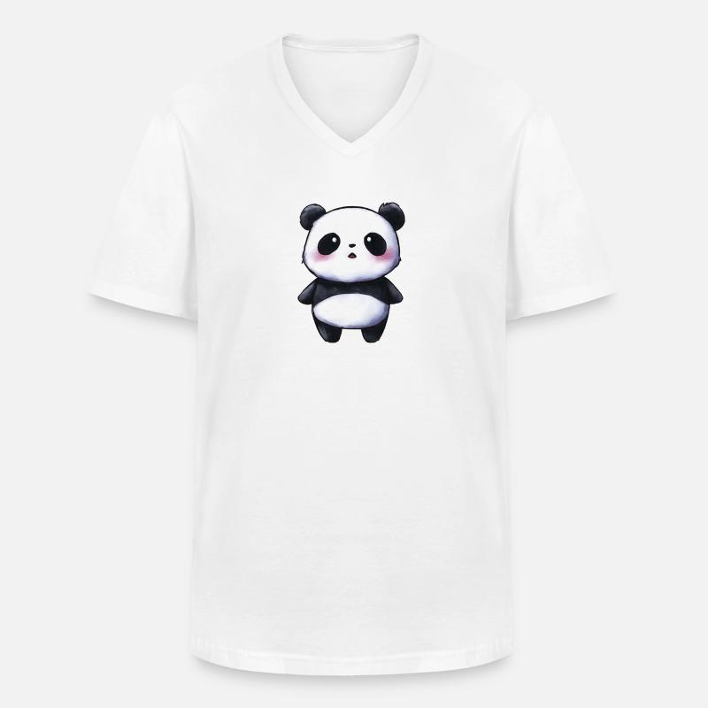 Süßes Baby Panda im Chibi-Stil - Männer-T-Shirt mit V-Ausschnitt - Weiß