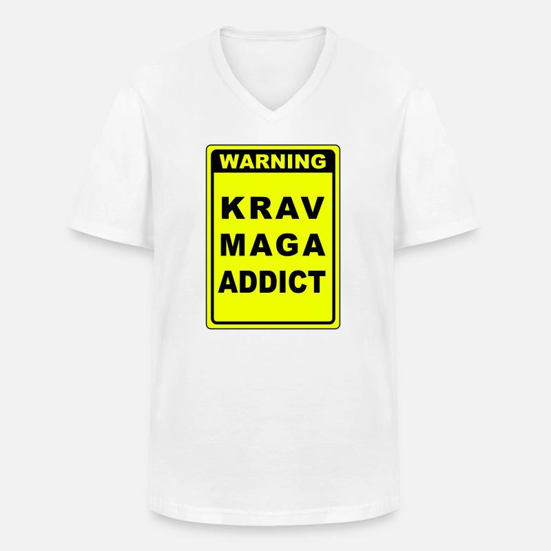 Warnung Krav Maga Süchtiger - Männer-T-Shirt mit V-Ausschnitt - Weiß