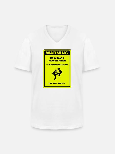 Warning! Krav Maga practitioner! - Men's V-Neck T-Shirt - white