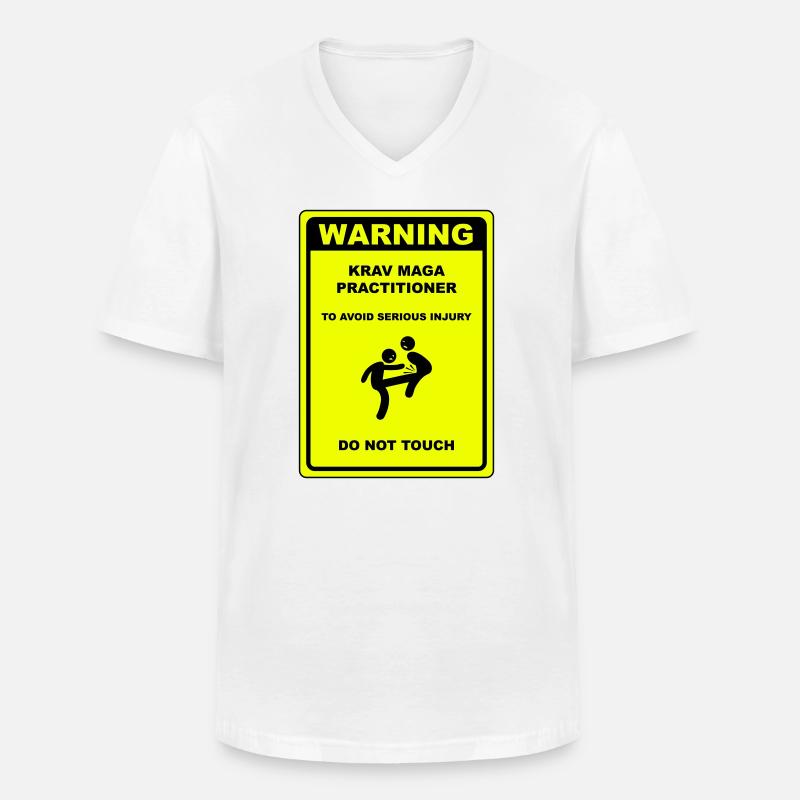 Warnung! Krav Maga Praktizierender! - Männer-T-Shirt mit V-Ausschnitt - Weiß