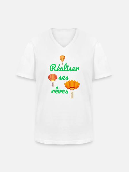 Réaliser ses rêves - T-shirt col V Homme - blanc