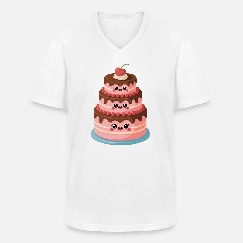 Kuchen Comic süß - Männer-T-Shirt mit V-Ausschnitt - Weiß
