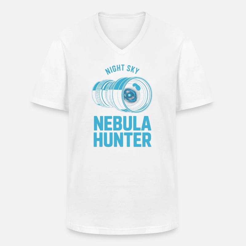 Nebula Hunter Night Sky Telescope Tee - Men's V-Neck T-Shirt - white
