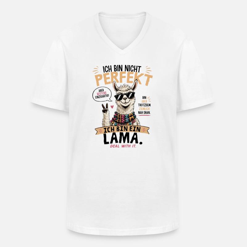 Perfekt: Einzigartige Llama-Style Illustration - Männer-T-Shirt mit V-Ausschnitt - Weiß