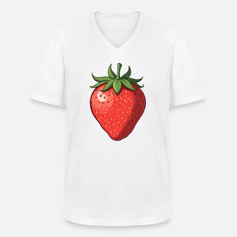 Erdbeere - Männer-T-Shirt mit V-Ausschnitt - Weiß