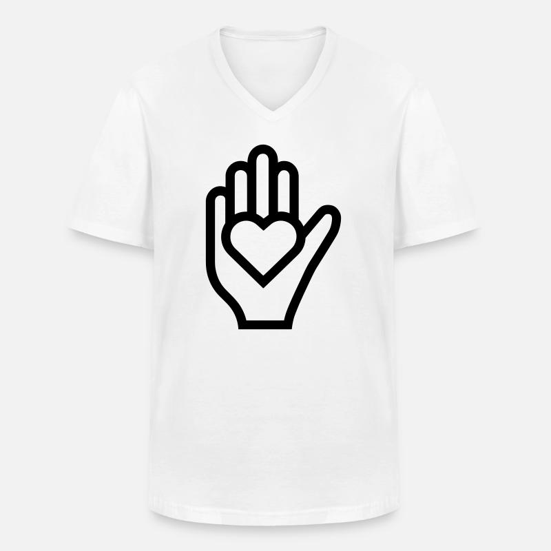Hand Herz - Männer-T-Shirt mit V-Ausschnitt - Weiß