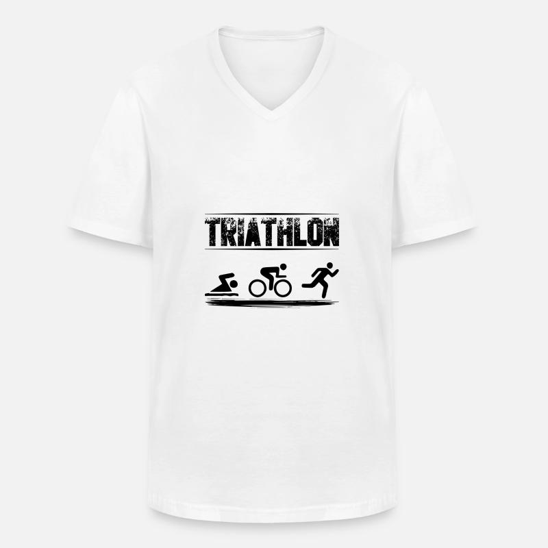 Triathlon - Maglietta da uomo classica con scollo a V - bianco