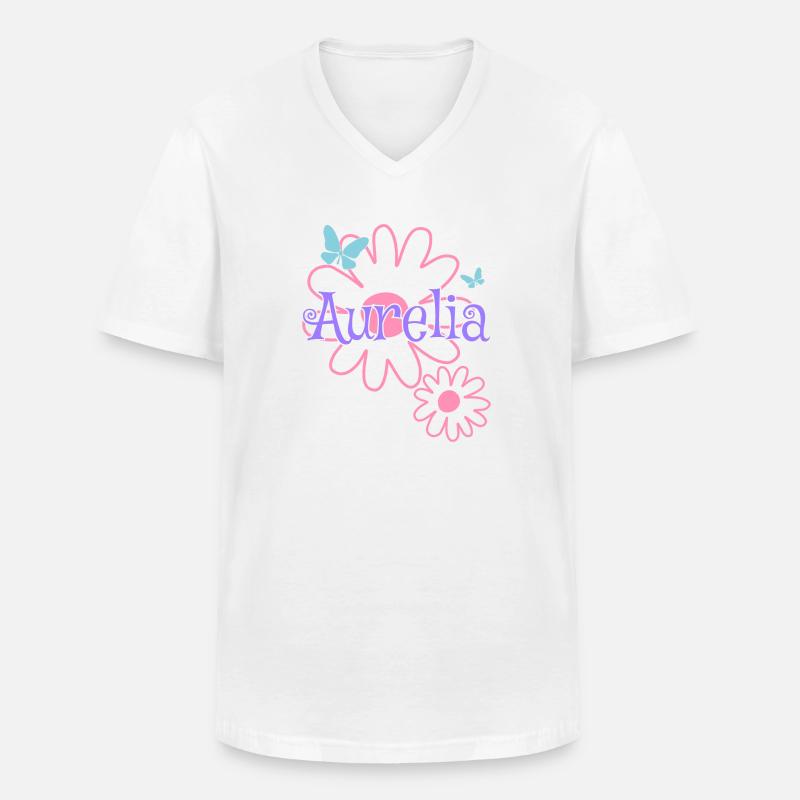 Aurelia Name Mädchenname Gänseblümchen - Männer-T-Shirt mit V-Ausschnitt - Weiß