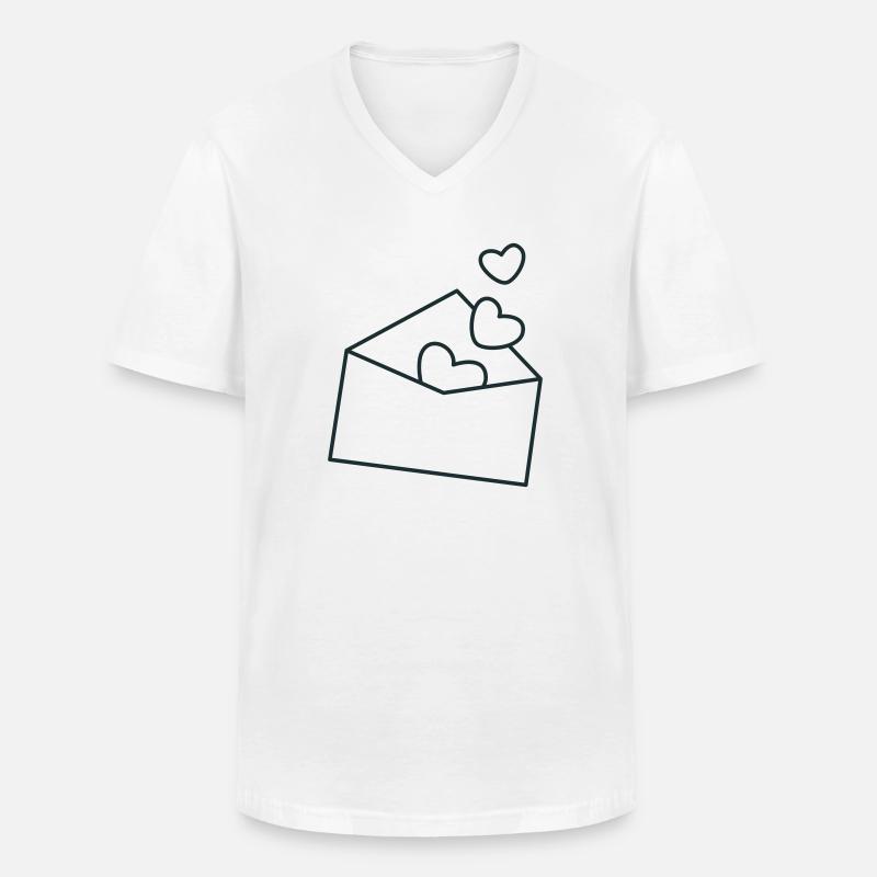 Umschlag mit Herzen - Männer-T-Shirt mit V-Ausschnitt - Weiß