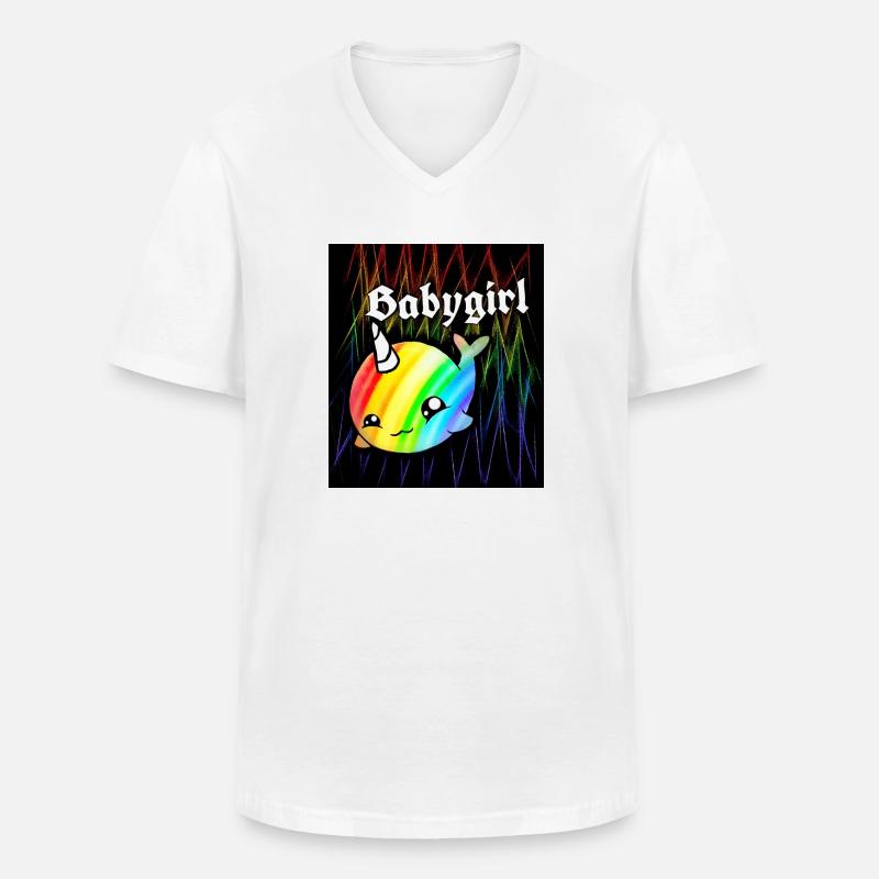 Baby Einhorn Wal - Männer-T-Shirt mit V-Ausschnitt - Weiß