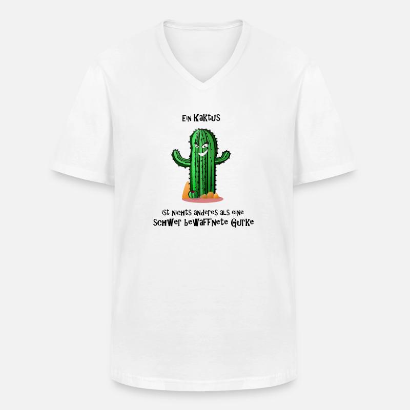 Kaktus schwer bewaffnete Gurke Spruch - Männer-T-Shirt mit V-Ausschnitt - Weiß
