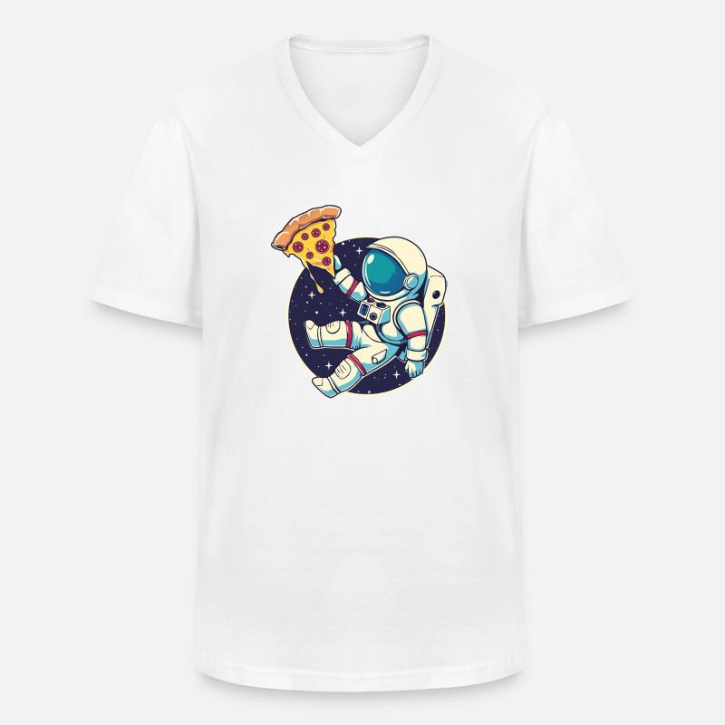 Pizza Astronaut - Männer-T-Shirt mit V-Ausschnitt - Weiß