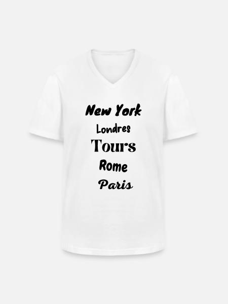 Tours - T-shirt col V Homme - blanc