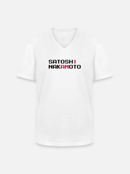 I AM SATOSHI NAKAMOTO - Men's V-Neck T-Shirt - white